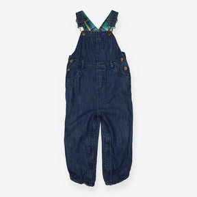 Blue Denim Dungarees Tartan Lining