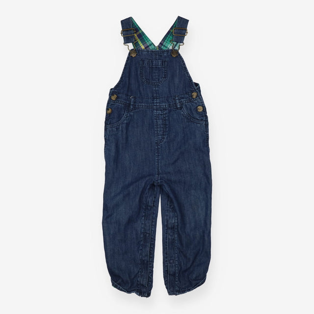 Blue Denim Dungarees Tartan Lining