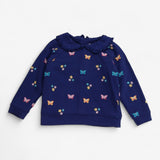 Sweatshirt Collared Navy Butterflies