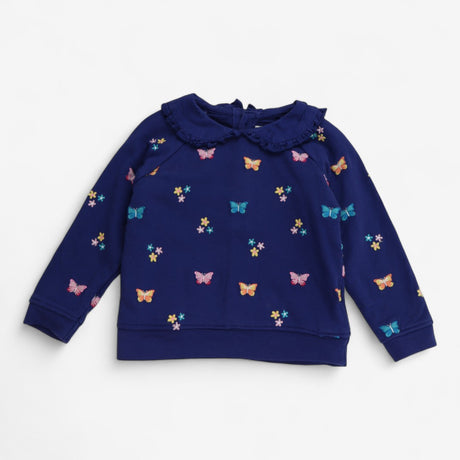 Sweatshirt Collared Navy Butterflies