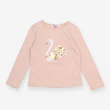 T-Shirt Long Sleeve Pink Sequin Swan