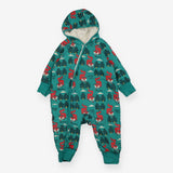 Sherpa Line Snowsuit Button Up - Green Fox Print