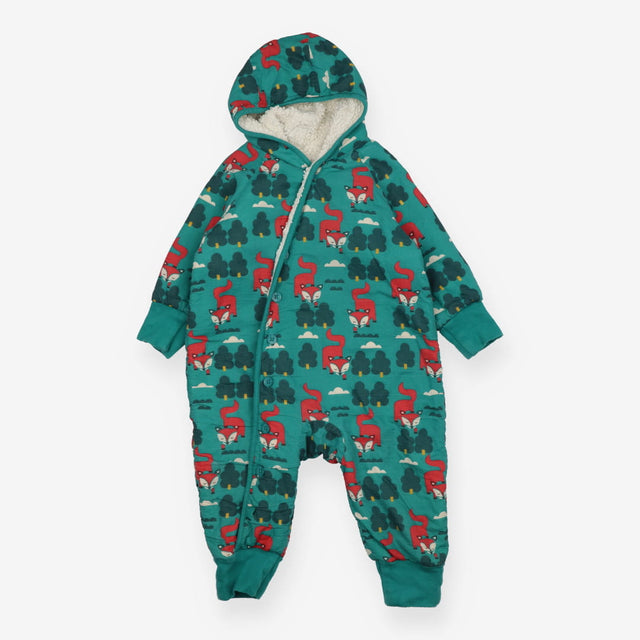 Sherpa Line Snowsuit Button Up - Green Fox Print
