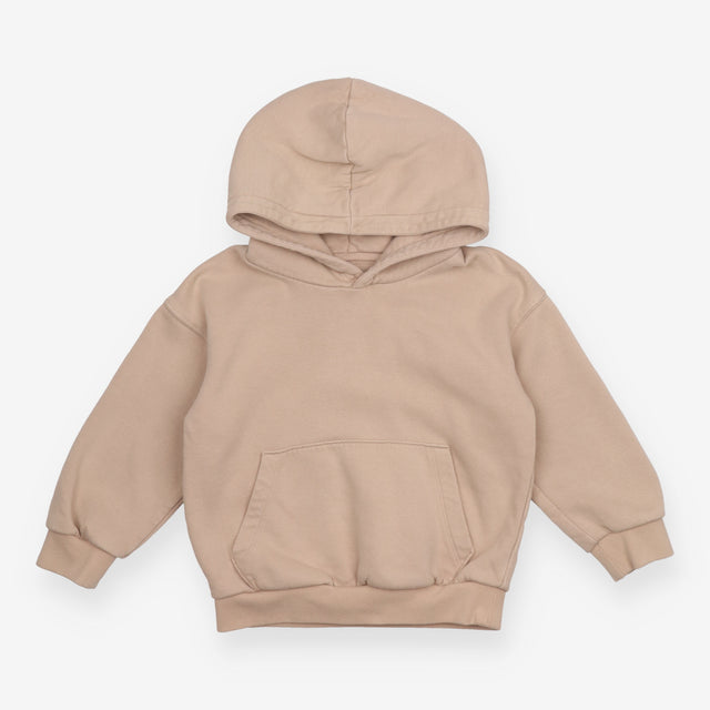 Hoodie Beige Front Pocket Plain