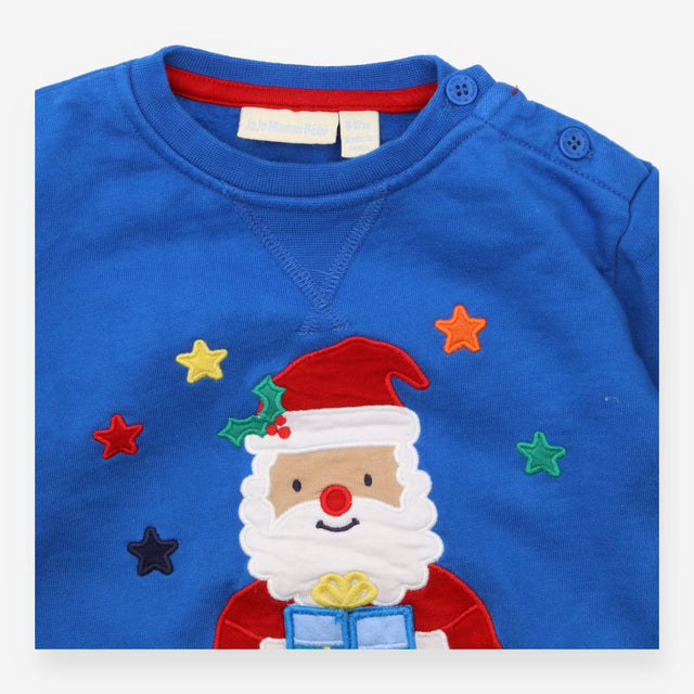 Sweater Blue Santa Giving a Present
