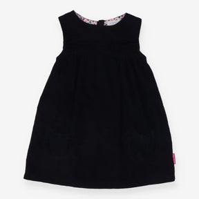 Black Cord Pinafore Floral Lined