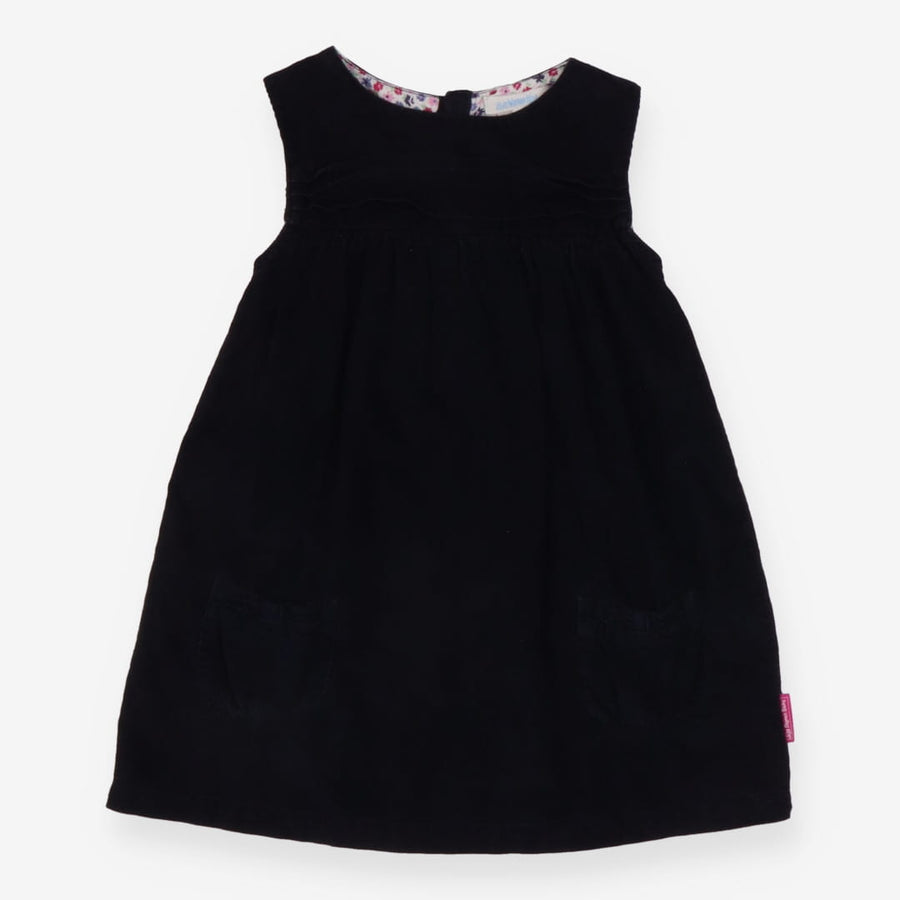 Black Cord Pinafore Floral Lined