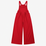 Jumpsuit Burgundy Wide Leg Overall Style with Fron