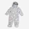 Pramsuit grey fleece white stars