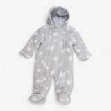 Pramsuit grey fleece white stars