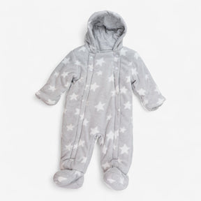 Pramsuit grey fleece white stars
