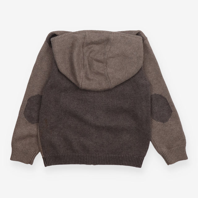 Brown Knit Zip Hoodie