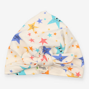 Turban hat white with stars print