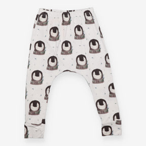 Harem Legging White with Penguins Faces Prints