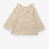 T-Shirt Long Sleeve Ruffle Collar Cream