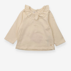 T-Shirt Long Sleeve Ruffle Collar Cream