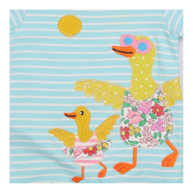 Romper Blue Stripe Ducks at the Beach