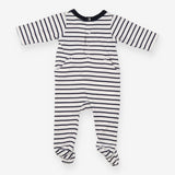 Navy Striped Sleepsuit Bow