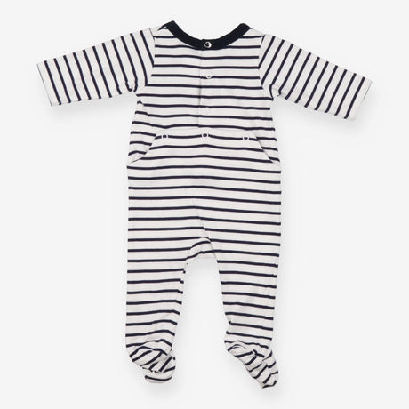 Navy Striped Sleepsuit Bow