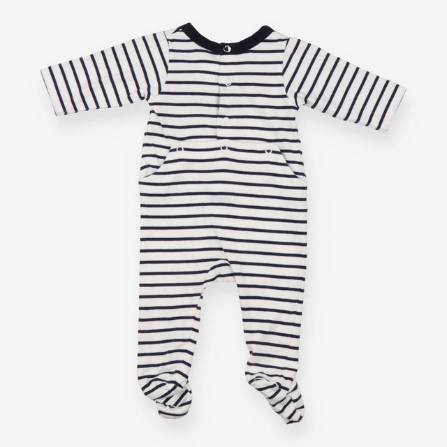 Navy Striped Sleepsuit Bow