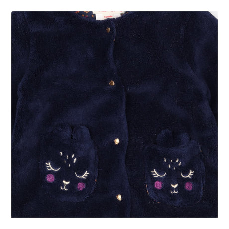Cardi Fleece navy with Bunny Front Pockets and Hea