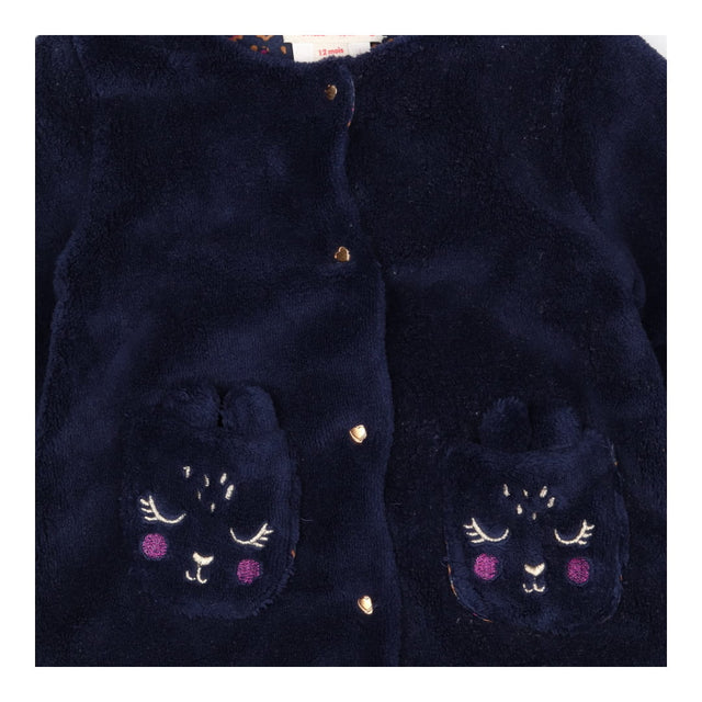 Cardi Fleece navy with Bunny Front Pockets and Hea