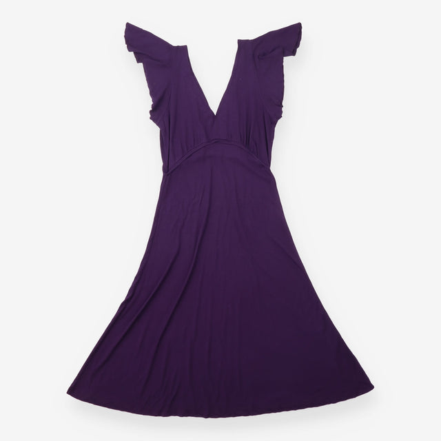 Maternity Dress Purple V Neck Flutter Sleeve Empir