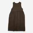 Dress Brown Black Gingham Cotton Smock Maxi