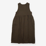 Dress Brown Black Gingham Cotton Smock Maxi