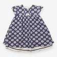 Dress blue white spots white flowers lined