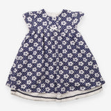 Dress blue white spots white flowers lined