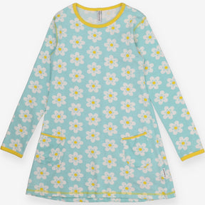 Dress jersey long sleeve blue daisies
