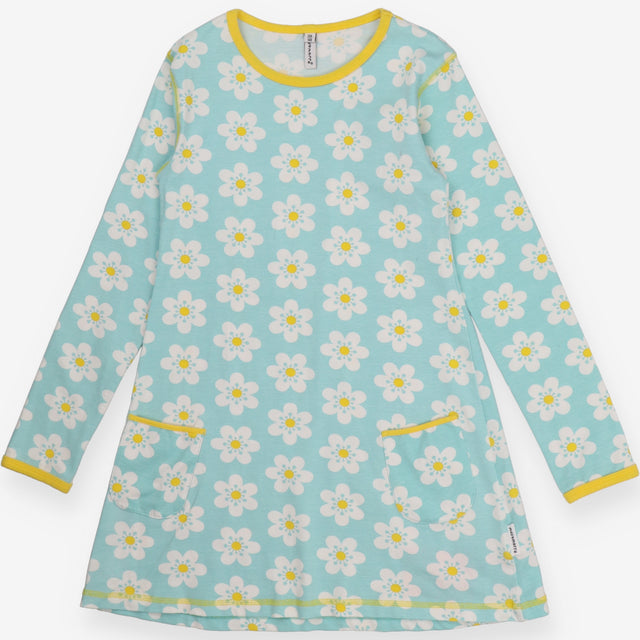 Dress jersey long sleeve blue daisies
