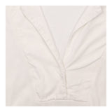 Ruched Shirt in White Viscose with Open Collar and