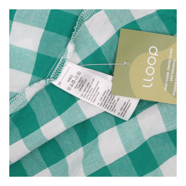 Midi Dress Gingham Green White 100% Cotton