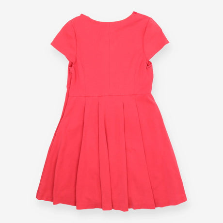 Pink v-neck pleated skater dress