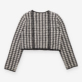 Black & White Wool Blend Houndstooth Jacket