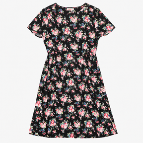 Cath Kidston Black Floral Tea Dress Short Sleeve