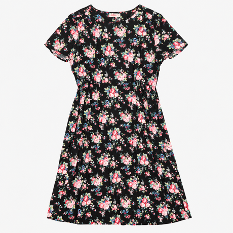 Cath Kidston Black Floral Tea Dress Short Sleeve