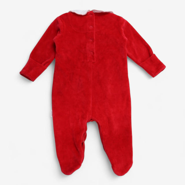 Sleepsuit velour festive with white collar