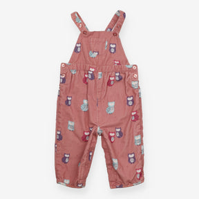 Dungarees Cord Pink Sleepy Owls