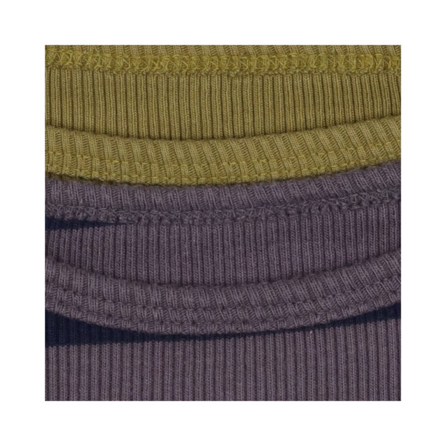 Tee LS rib 2pc green grey blue stripe