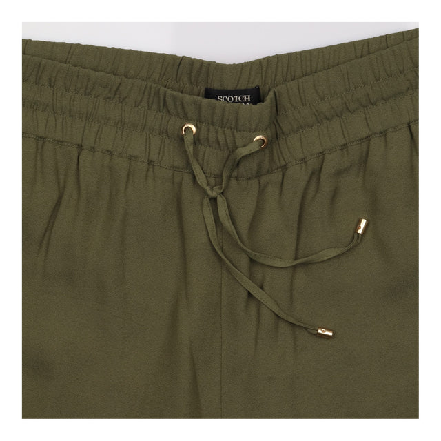 Jogger Trousers Olive Green Drawstring Waist Cuffe