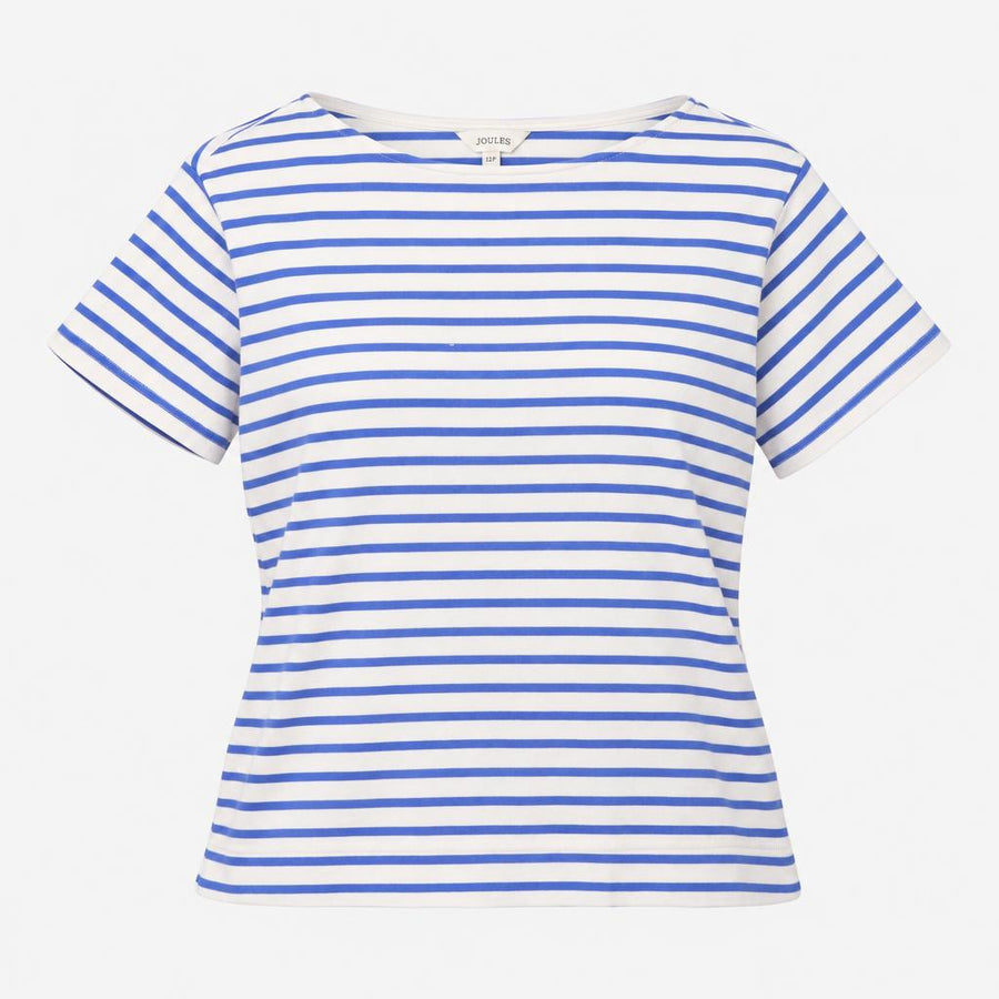 T-Shirt Blue White Breton Stripe Short Sleeve Roun