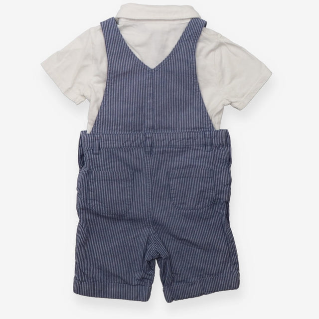 Dungarees Blue Stripe with White Collared T-Shirt