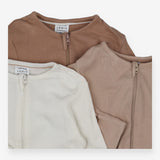 Sleepsuits zip 3pc ribbed cream fawn cappuccino