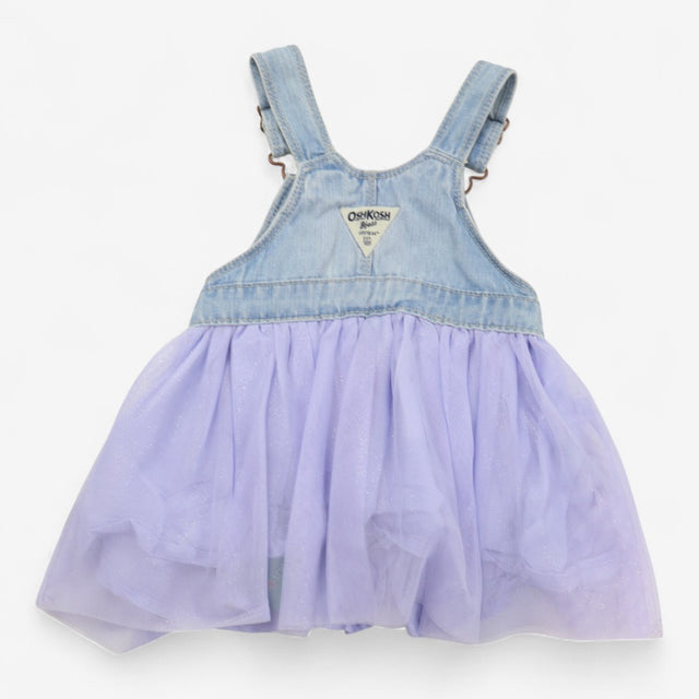 Dress Pinafore Denim with Purple Sparkle Tulle Ski