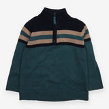 Knit Sweater 1/4 Zipped Black Brown and Emerald