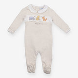 Collared Sleepsuit Beige and Cream Stripes