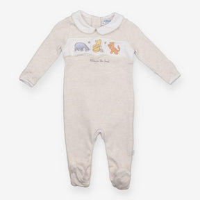 Collared Sleepsuit Beige and Cream Stripes
